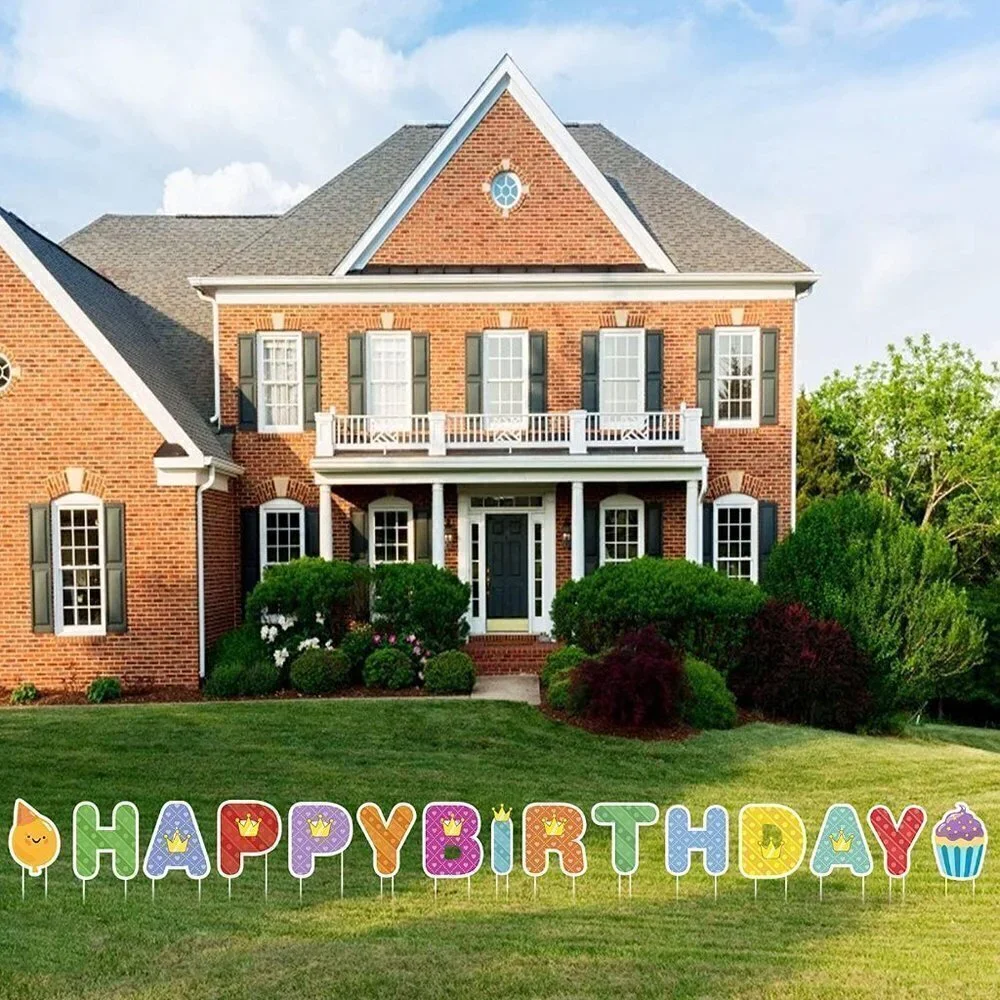 NWT Happy Birthday Outdoor Yard Signs & Stakes 15-Piece Set